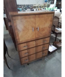 COMMODE 2 PORTES 3 TIROIRS BOIS CLAIR ART DÉCO 