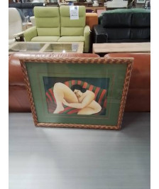 GRAVURE NUE ENCADREMENT BOIS COLORÉ 