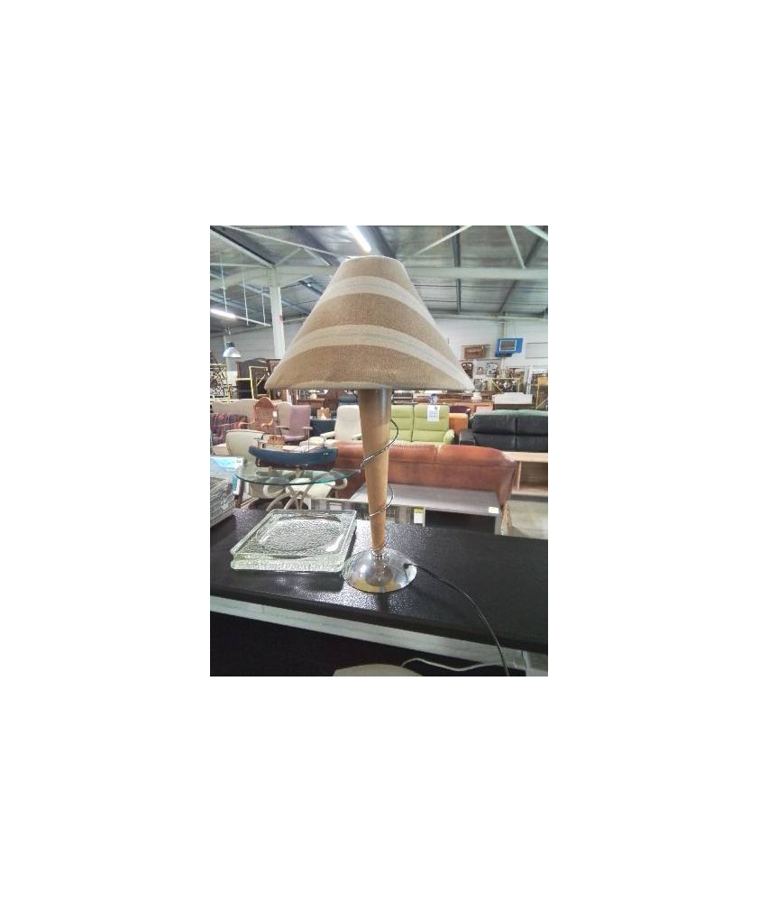 LAMPE MÉTAL CHROMÉ ET BOIS AJ TAUPE