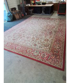 TAPIS LAINE ROUGE VERT AUX FLEURS KANDAHAR AFGHANISTAN 400X300CM