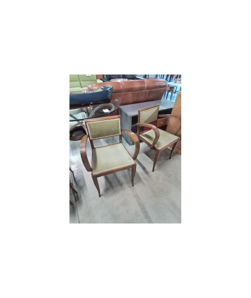 BRIDGE ART DECO ASSISE ET DOSSIER  TISSU VERT