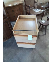 CAISSON DE BUREAU A ROULETTES BOIS CLAIR 2 TIROIRS 