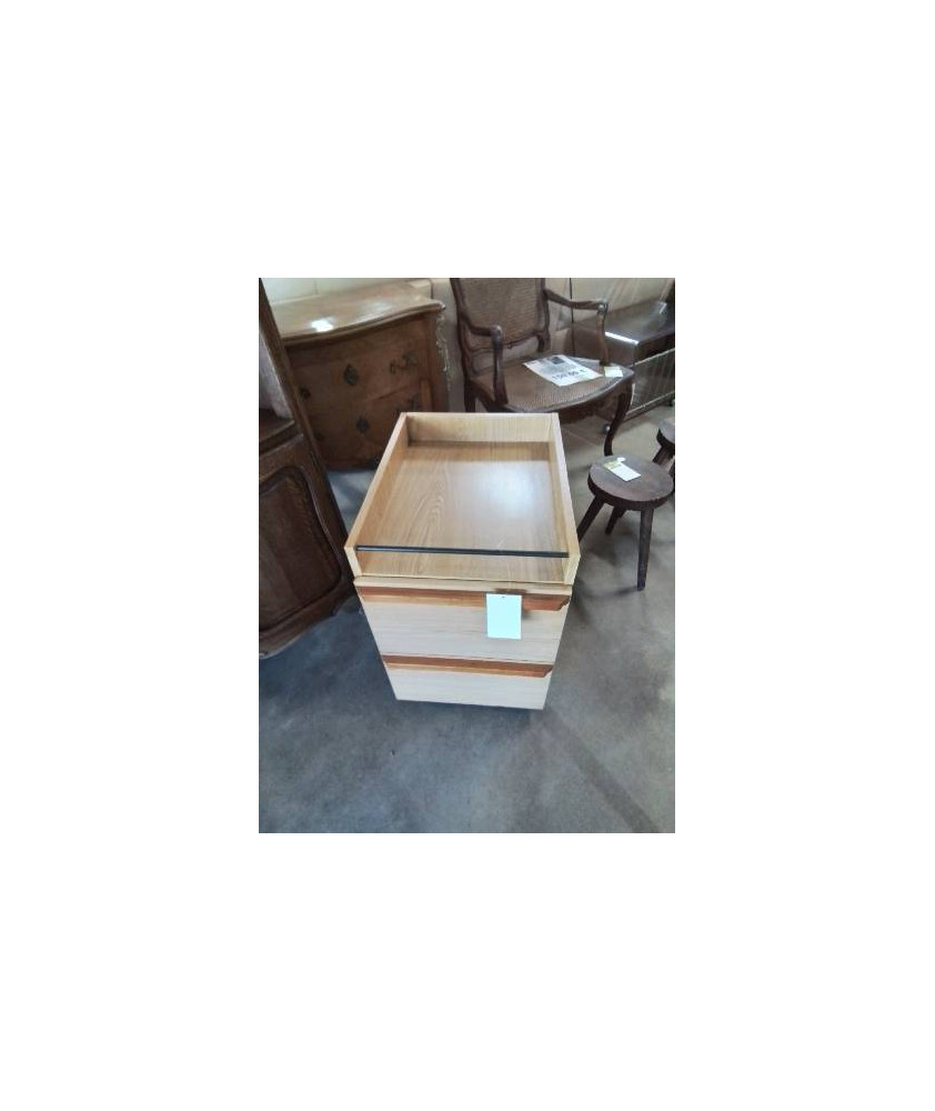 CAISSON DE BUREAU A ROULETTES BOIS CLAIR 2 TIROIRS 