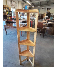 ÉTAGÈRE D’ANGLE BOIS CLAIR 4 TABLETTES 