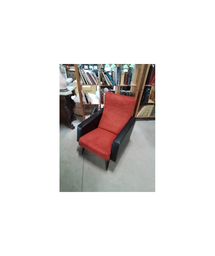 FAUTEUIL SKAÏ ET MOUMOUTE ROUGE ANNÉES 50