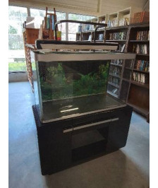 MEUBLE BOIS NOIR LAQUÉ FLUVAL AVEC AQUARIUM 250L ET ÉCLAIRAGE LED 103,5X44,5X62CM