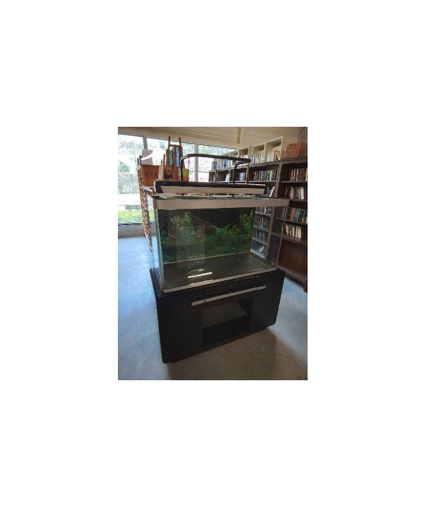 MEUBLE BOIS NOIR LAQUÉ FLUVAL AVEC AQUARIUM 250L ET ÉCLAIRAGE LED 103,5X44,5X62CM
