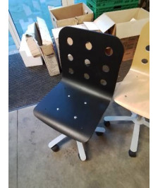 CHAISE DE BUREAU ASSISE BOIS NOIR AJOURÉ 