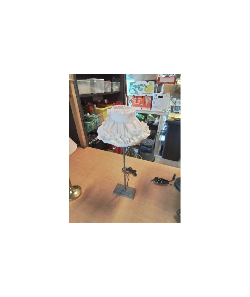 LAMPE MÉTAL GRIS AJ ÉCRU 