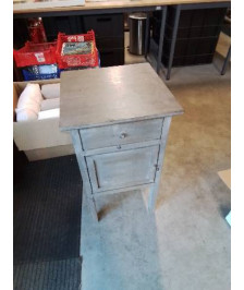 CHEVET BOIS GRIS CÉRUSE 1 TIROIR 1 PORTE