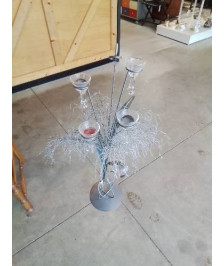 PORTE BOUGIES MÉTAL GRIS