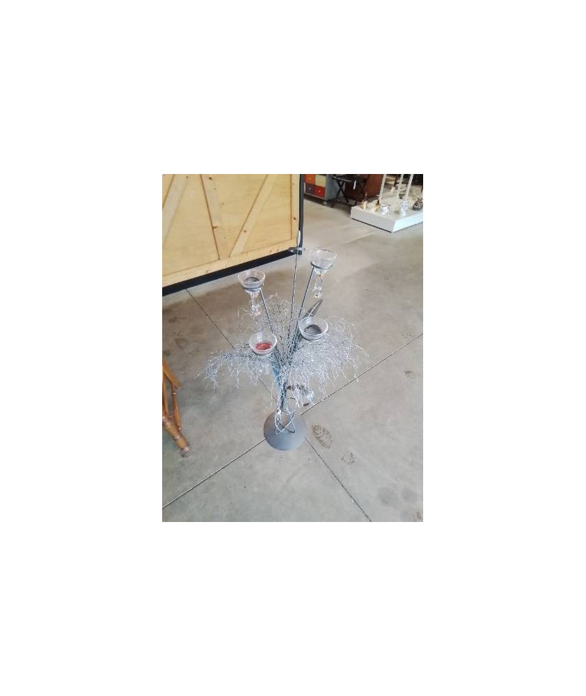 PORTE BOUGIES MÉTAL GRIS