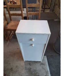 MEUBLE DE SALLE DE BAIN BOIS BLANC 1 PORTE 1 TIROIR 