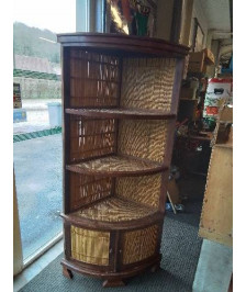 BIBLIOTHÈQUE BOIS ET BAMBOU REFENDU 2 PORTES 3 TABLETTES