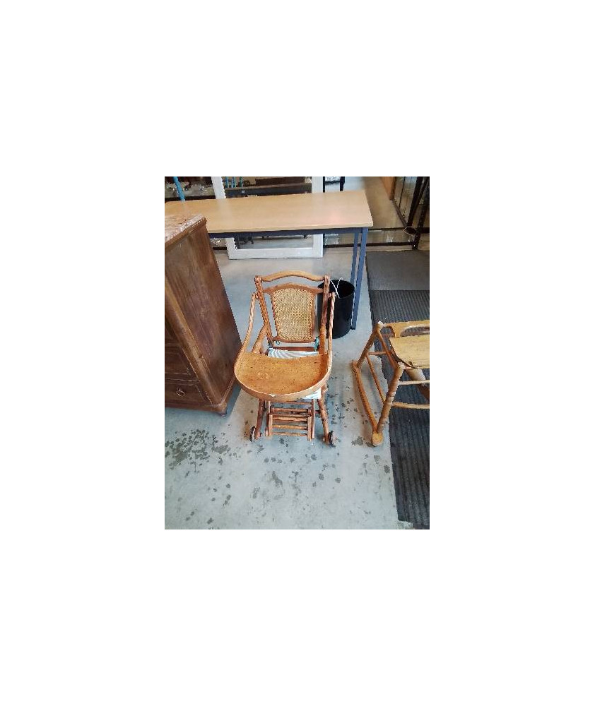 TROTTEUR BOIS DOSSIER CANNÉ DÉBUT XXE 