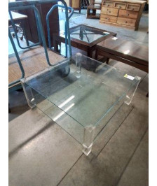 TABLE BASSE CARRÉE VERRE 2 PLATEAUX 