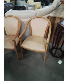 FAUTEUIL BOIS CLAIR ASSISE ET DOSSIER CAPITONNÉ PU ORANGÉ 