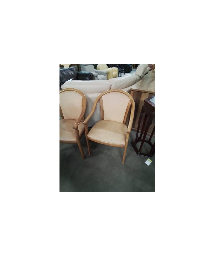 FAUTEUIL BOIS CLAIR ASSISE ET DOSSIER CAPITONNÉ PU ORANGÉ 