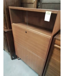 SECRÉTAIRE VITRÉ ANNÉES 60 BOIS CLAIR 4 PORTES