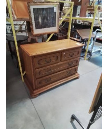 COMMODE CHÊNE CLAIR 4 TIROIRS PIEDS BOULES STYLE RÉGENCE 