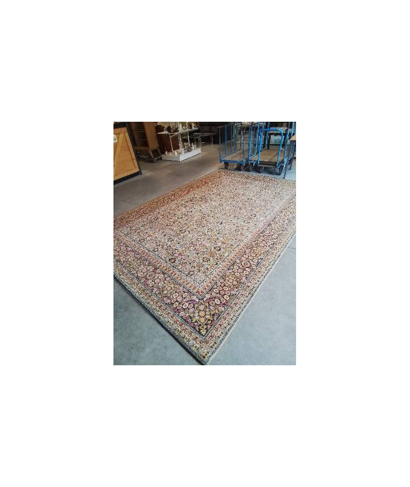 TAPIS LAINE JAUNE ROSE BLEU 357X247CM
