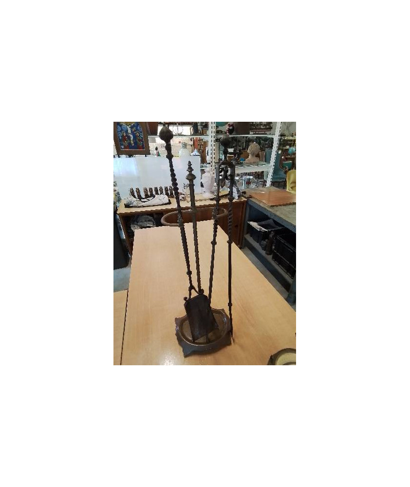 NÉCESSAIRE DE CHEMINÉE 3 PIÈCES FER FORGÉ 