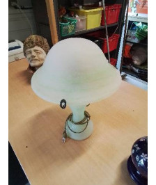 LAMPE CHAMPIGNON PATE DE VERRE TEINTÉ VERT