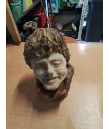 BUSTE HOMME PLATRE PEINT 34CM