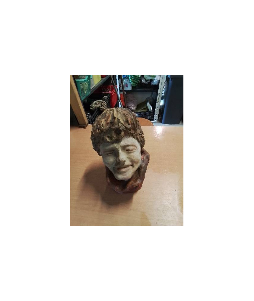 BUSTE HOMME PLATRE PEINT 34CM