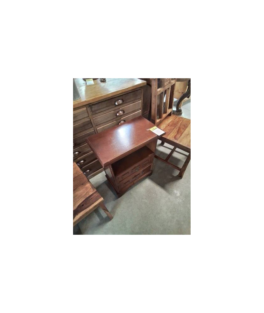 CHEVET BOIS MOULURÉ 1 NICHE 2 TIROIRS 