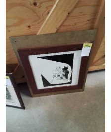 TABLEAU HIPPOPOTAME CADRE MÉTAL DORÉ 