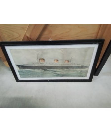 GRAVURE PAQUEBOT NORMANDIE ALBERT SEBILLE PEINTRE DE LA MARINE 1874 1953 