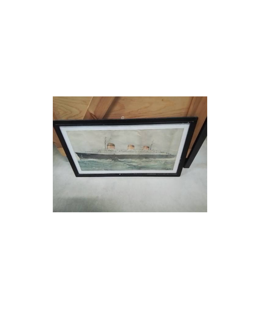 GRAVURE PAQUEBOT NORMANDIE ALBERT SEBILLE PEINTRE DE LA MARINE 1874 1953 