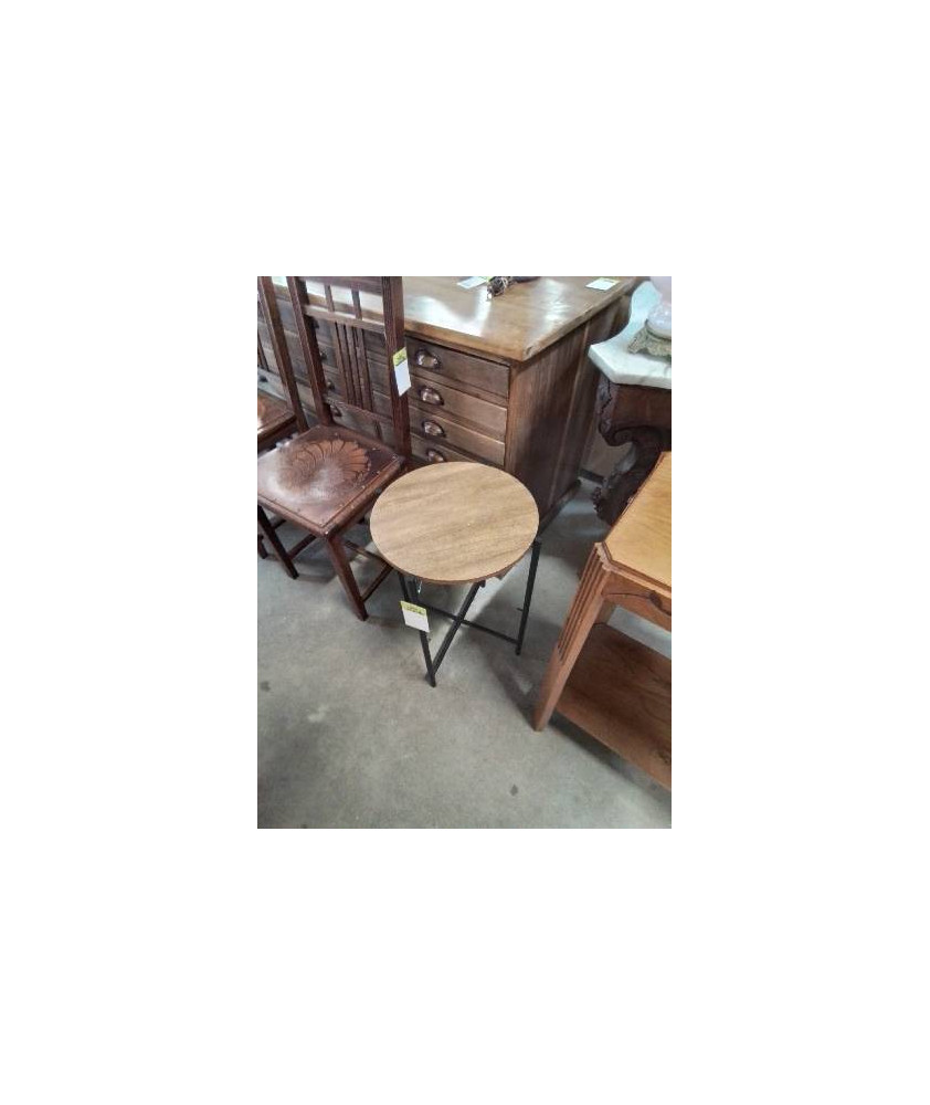 SELLETTE RONDE PIÈTEMENT MÉTAL NOOF PLATEAU BOIS CLAIR