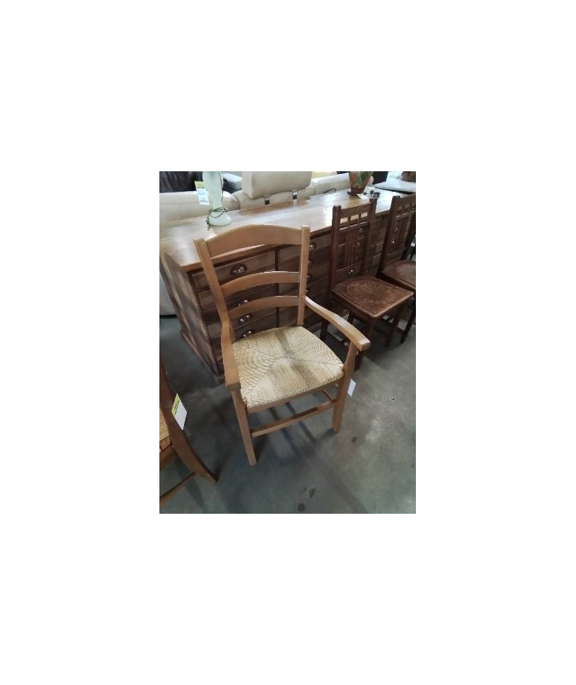 FAUTEUIL DE CHEMINÉE BOIS CLAIR PAILLÉ 