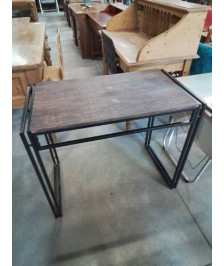 BUREAU RECTANGULAIRE PIÈTEMENT MÉTAL NOIR PLATEAU BOIS 