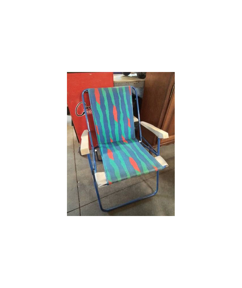 FAUTEUIL DE CAMPING PLIANT METAL ET TOILE BLEU LAFUMA