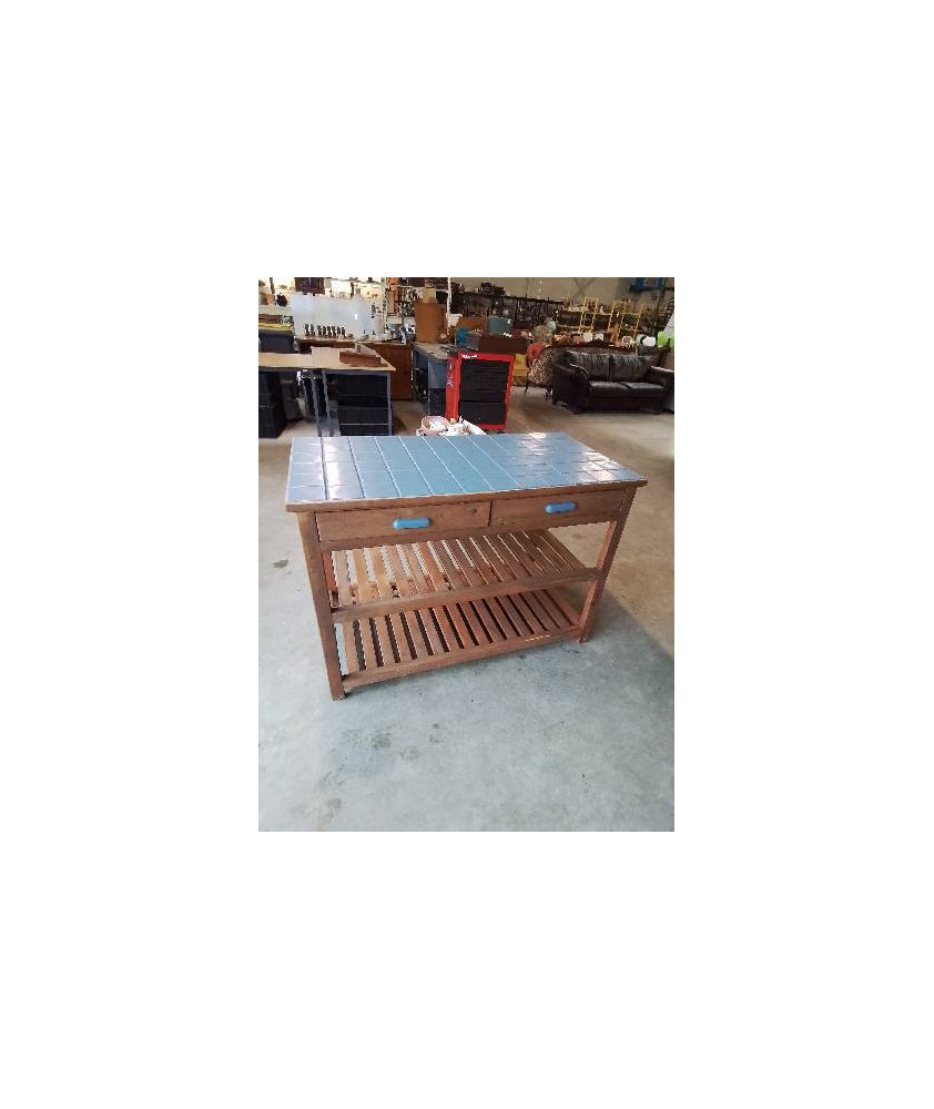 PLAN DE TRAVAIL DE CUSINE PIN DESSUS CARRELÉ PEINT GRIS 