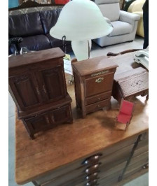 4 MEUBLES MINIATURES BOIS DÉBUT XXE