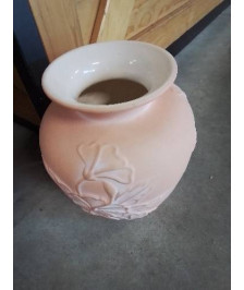 POT CÉRAMIQUE ORANGÉ AUX FLEURS 