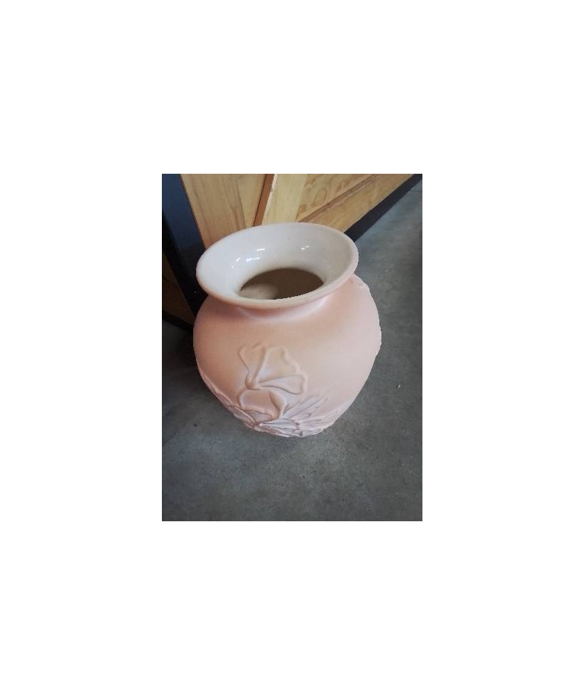 POT CÉRAMIQUE ORANGÉ AUX FLEURS 