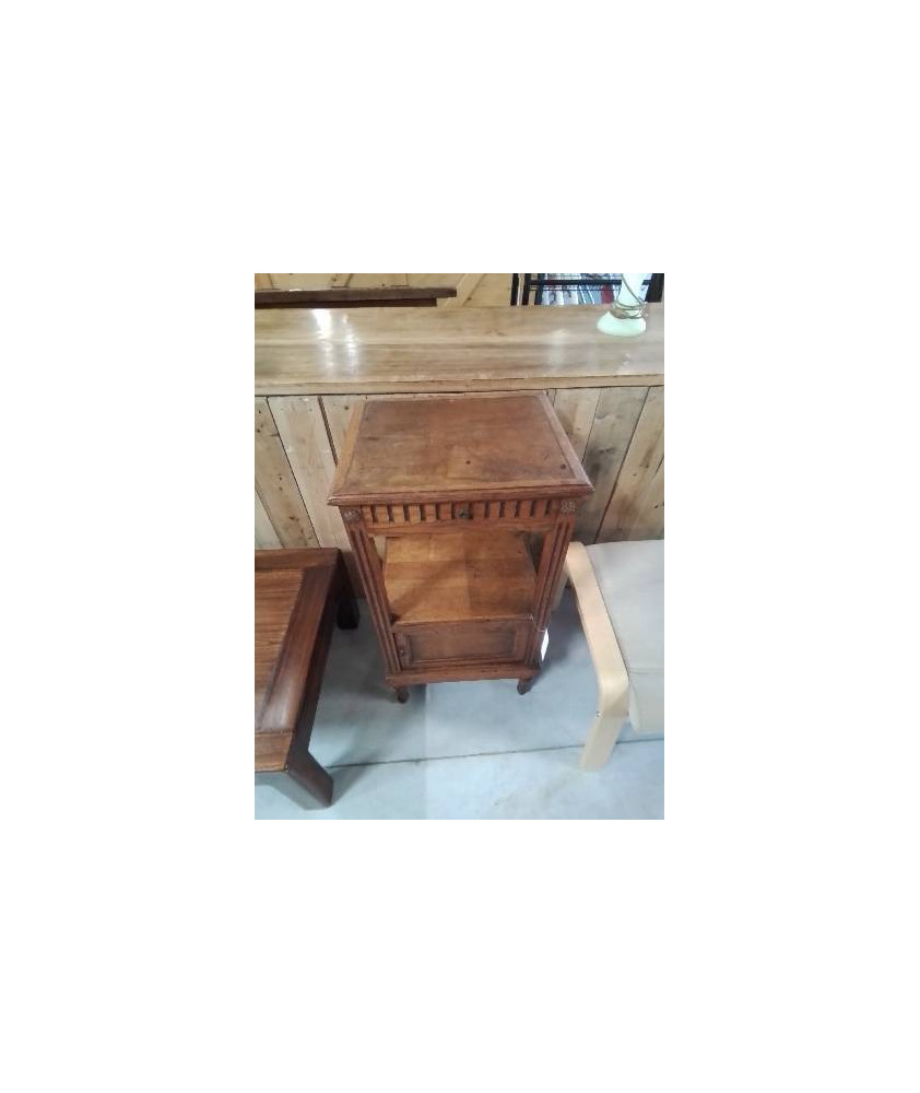 CHEVET A COLONNES BOIS SCULPTÉ 1 TIROIR 1 NICHE 1 PORTE ANNÉES 40