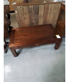 TABLE BASSE RECTANGULAIRE BOIS 2 TIROIRS 