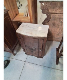 CHEVET ART DÉCO BOIS SCULPTÉ DESSUS MARBRE BLANC