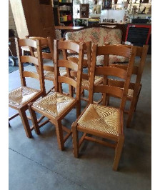 6 CHAISES CHÊNE BLOND PAILLÉ 