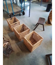 CAISSE CARRÉE A POIGNÉES VANNERIE 