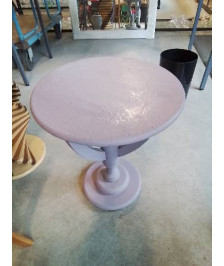 SELLETTE RONDE SUR FUT CENTRAL BOIS PEINT TAUPE 