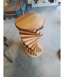 ÉTAGÈRE RONDE RANGE CD’S BOIS TOURNÉ BICOLORE