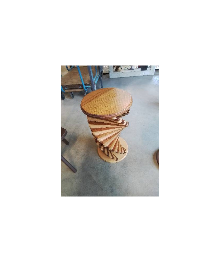 ÉTAGÈRE RONDE RANGE CD’S BOIS TOURNÉ BICOLORE