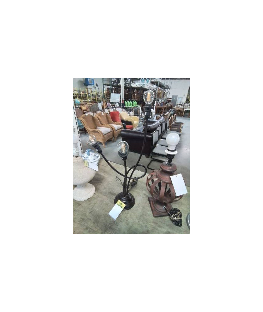 LAMPE MÉTAL COURBE MARRON  3 FEUX